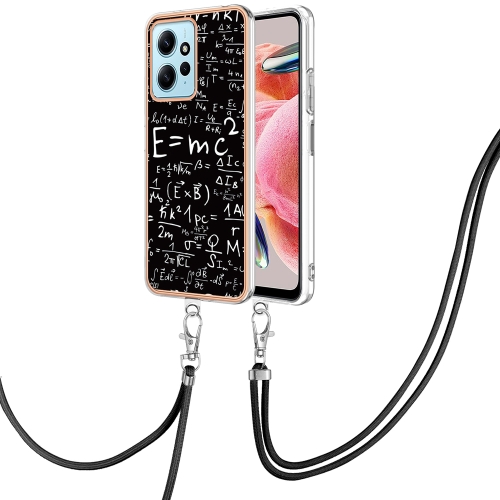 

For Xiaomi Redmi Note 12 4G Electroplating Dual-side IMD Phone Case with Lanyard(Equation)