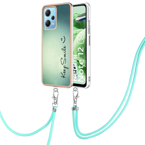 

For Xiaomi Redmi Note 12 5G Global Electroplating Dual-side IMD Phone Case with Lanyard(Smile)