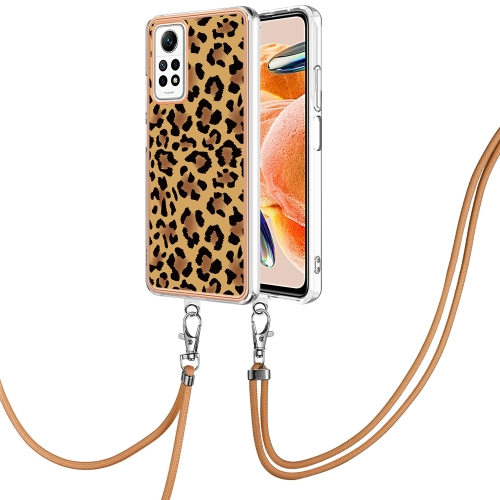 For Xiaomi Redmi Note 12 Pro 4G Global Electroplating Dual-side IMD Phone Case with Lanyard(Leopard Print) cute digital alarm clock children sleep trainer clock with facial expression led display screen 2 sets of alarm clock snooze function bedroom living room study room office