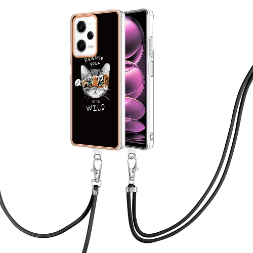 

For Xiaomi Redmi Note 12 Pro 5G Global Electroplating Dual-side IMD Phone Case with Lanyard(Natural Growth)
