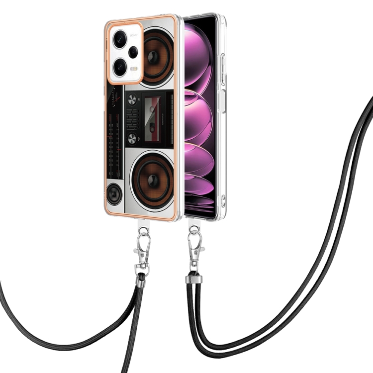 

For Xiaomi Redmi Note 12 Pro 5G Global Electroplating Dual-side IMD Phone Case with Lanyard(Retro Radio)