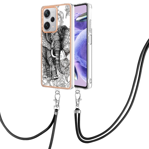 

For Xiaomi Redmi Note 12 Pro+ Global Electroplating Dual-side IMD Phone Case with Lanyard(Totem Elephant)
