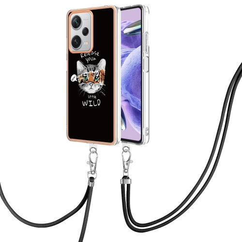 

For Xiaomi Redmi Note 12 Pro+ Global Electroplating Dual-side IMD Phone Case with Lanyard(Natural Growth)