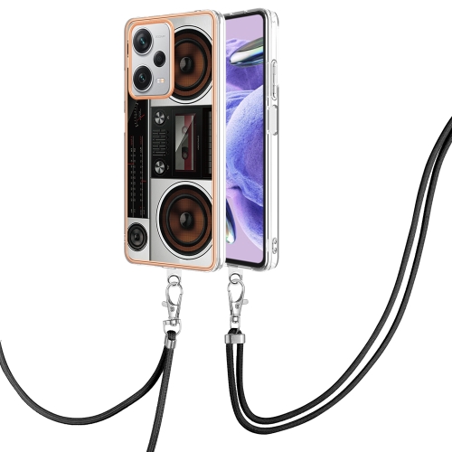 For Xiaomi Redmi Note 12 Pro+ Global Electroplating Dual-side IMD Phone Case with Lanyard(Retro Radio)