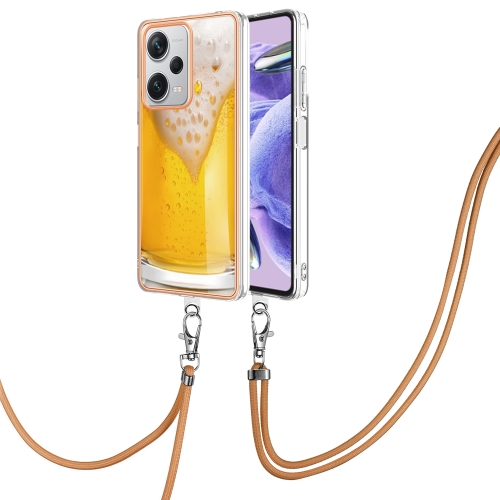 

For Xiaomi Redmi Note 12 Pro+ Global Electroplating Dual-side IMD Phone Case with Lanyard(Draft Beer)