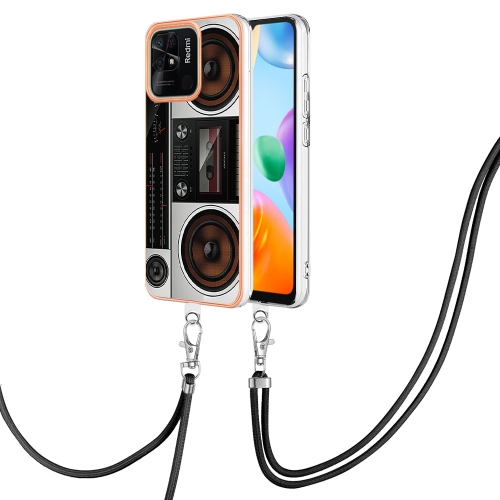 

For Xiaomi Redmi 10C Electroplating Dual-side IMD Phone Case with Lanyard(Retro Radio)