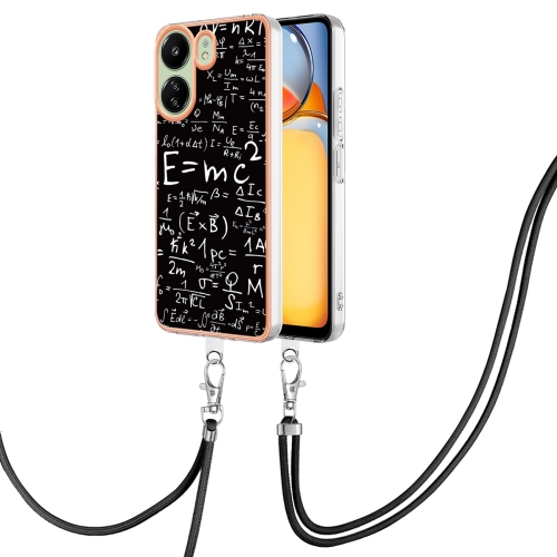 

For Xiaomi Redmi 13C 4G Electroplating Dual-side IMD Phone Case with Lanyard(Equation)