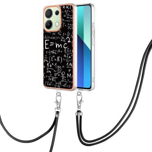 

For Xiaomi Redmi Note 13 4G Global Electroplating Dual-side IMD Phone Case with Lanyard(Equation)