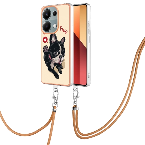 

For Xiaomi Poco M6 Pro 4G Electroplating Dual-side IMD Phone Case with Lanyard(Lucky Dog)