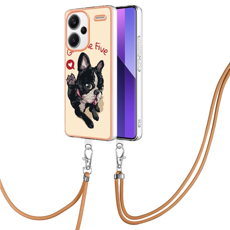 

For Xiaomi Redmi Note 13 Pro+ 5G Electroplating Dual-side IMD Phone Case with Lanyard(Lucky Dog)