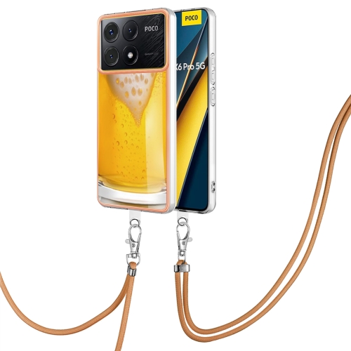 

For Xiaomi Redmi K70E Electroplating Dual-side IMD Phone Case with Lanyard(Draft Beer)