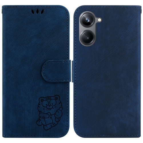 

For Realme 10 Pro 5G Little Tiger Embossed Leather Phone Case(Dark Blue)