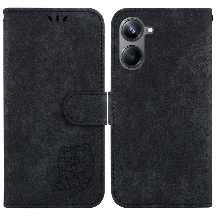 

For Realme 10 Pro 5G Little Tiger Embossed Leather Phone Case(Black)