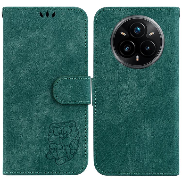 

For Realme 14 Pro+ Little Tiger Embossed Leather Phone Case(Green)