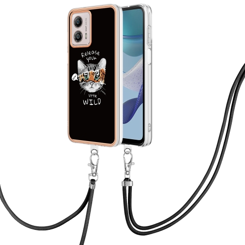 

For Motorola Moto G53 / G13 / G23 Electroplating Dual-side IMD Phone Case with Lanyard(Natural Growth)