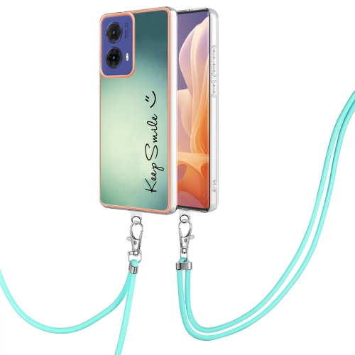 

For Motorola Moto G85 Electroplating Dual-side IMD Phone Case with Lanyard(Smile)