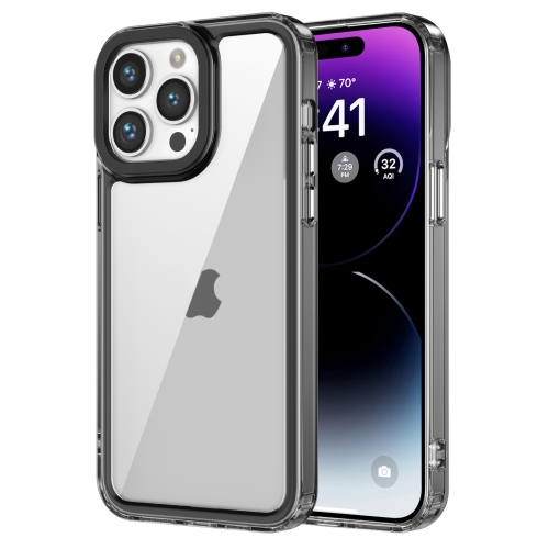 For iPhone 15 Pro Max Transparent Acrylic + TPU Shockproof Phone Case(Transparent Black)