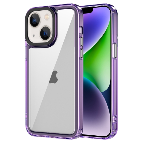 

For iPhone 15 Transparent Acrylic + TPU Shockproof Phone Case(Transparent Purple)