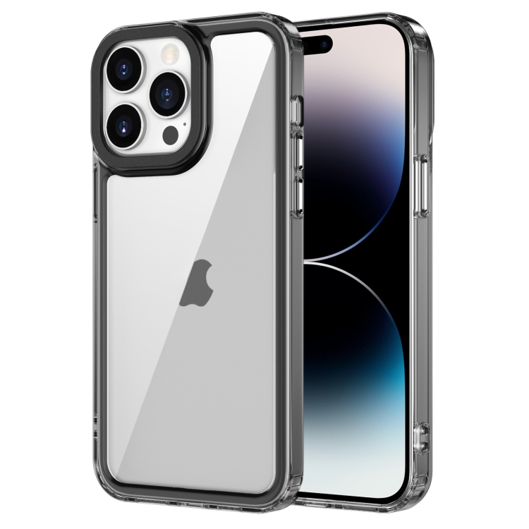 

For iPhone 14 Pro Transparent Acrylic + TPU Shockproof Phone Case(Transparent Black)
