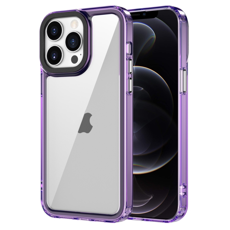 

For iPhone 12/12 Pro Transparent Acrylic + TPU Shockproof Phone Case(Transparent Purple)