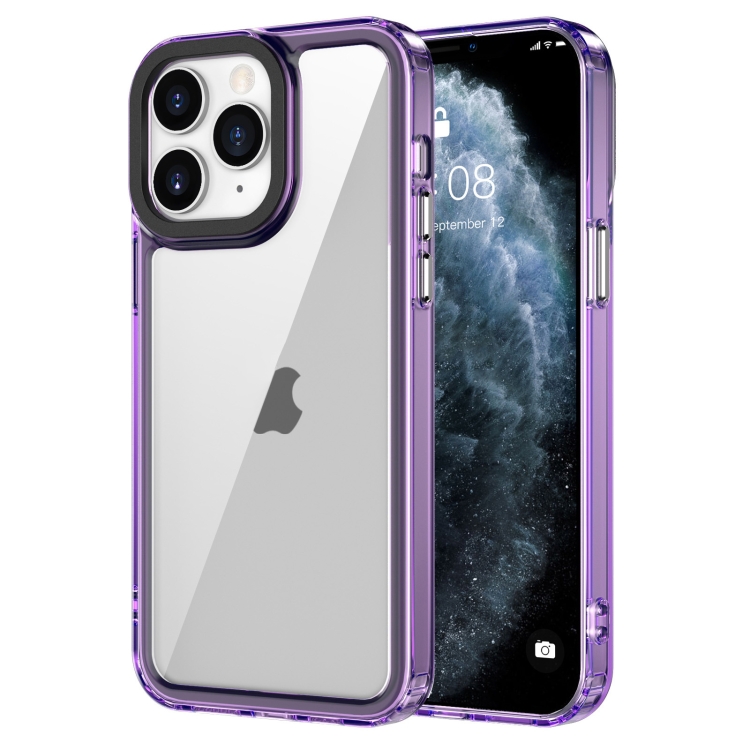 

For iPhone 11 Pro Max Transparent Acrylic + TPU Shockproof Phone Case(Transparent Purple)