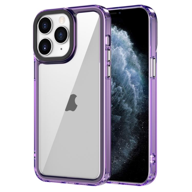 

For iPhone 11 Pro Transparent Acrylic + TPU Shockproof Phone Case(Transparent Purple)