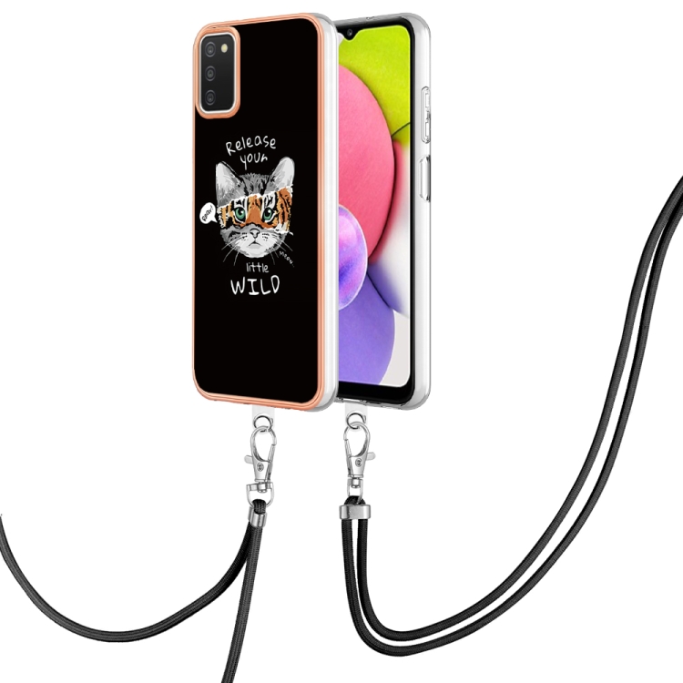 

For Samsung Galaxy A03s US Version Electroplating Dual-side IMD Phone Case with Lanyard(Natural Growth)