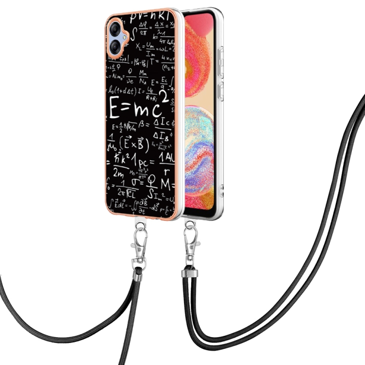 

For Samsung Galaxy A04e Electroplating Dual-side IMD Phone Case with Lanyard(Equation)