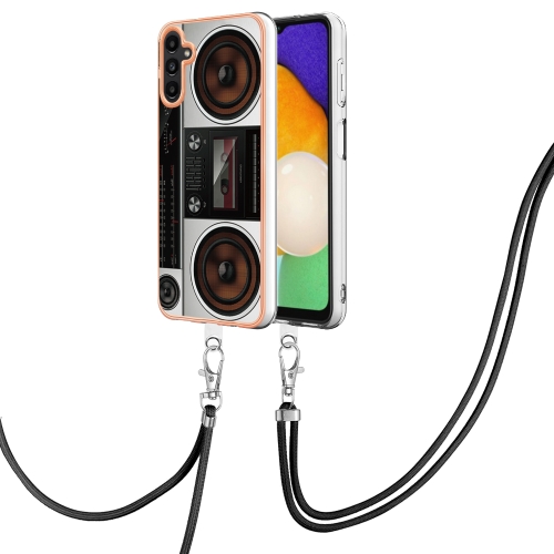 

For Samsung Galaxy A13 5G / A04s / M13 5G Electroplating Dual-side IMD Phone Case with Lanyard(Retro Radio)