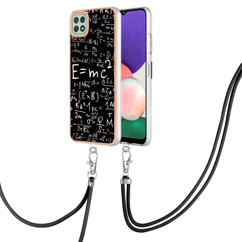 

For Samsung Galaxy A22 5G US Version Electroplating Dual-side IMD Phone Case with Lanyard(Equation)