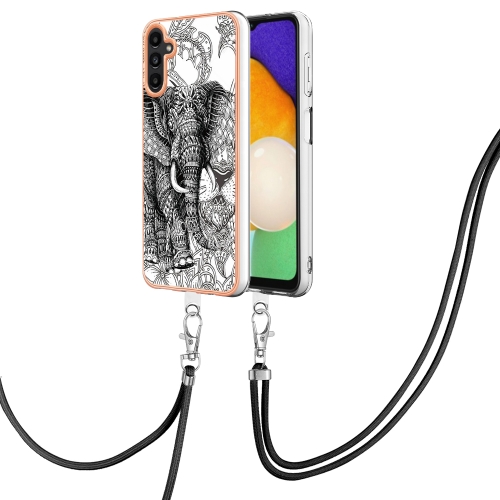 

For Samsung Galaxy A23 5G / 4G Electroplating Dual-side IMD Phone Case with Lanyard(Totem Elephant)