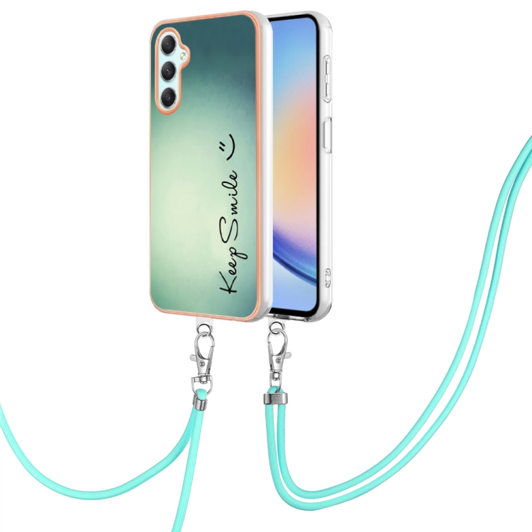 

For Samsung Galaxy A25 5G / A24 Electroplating Dual-side IMD Phone Case with Lanyard(Smile)