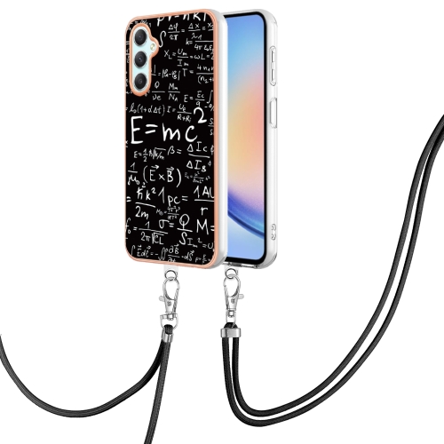 

For Samsung Galaxy A25 5G / A24 Electroplating Dual-side IMD Phone Case with Lanyard(Equation)