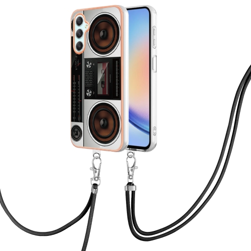 

For Samsung Galaxy A25 5G / A24 Electroplating Dual-side IMD Phone Case with Lanyard(Retro Radio)