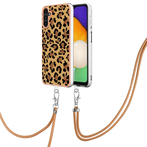 

For Samsung Galaxy A52 5G / 4G Electroplating Dual-side IMD Phone Case with Lanyard(Leopard Print)