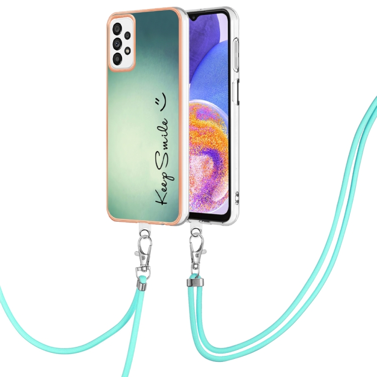 

For Samsung Galaxy A73 5G Electroplating Dual-side IMD Phone Case with Lanyard(Smile)