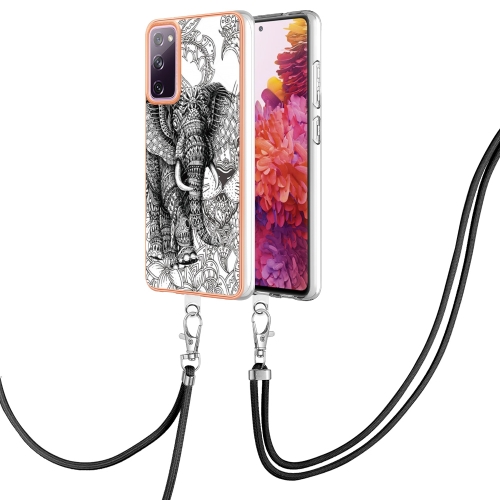 

For Samsung Galaxy S20 FE 5G / 4G Electroplating Dual-side IMD Phone Case with Lanyard(Totem Elephant)