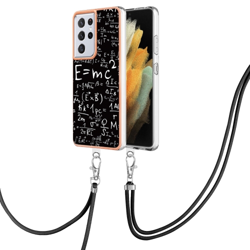 

For Samsung Galaxy S21 Ultra 5G Electroplating Dual-side IMD Phone Case with Lanyard(Equation)