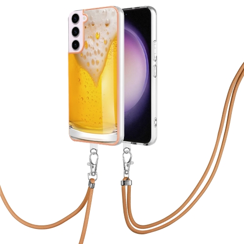 

For Samsung Galaxy S22 5G Electroplating Dual-side IMD Phone Case with Lanyard(Draft Beer)