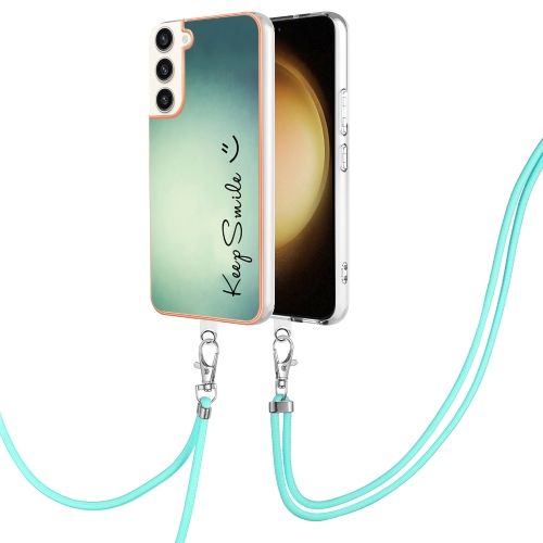 

For Samsung Galaxy S22+ 5G Electroplating Dual-side IMD Phone Case with Lanyard(Smile)