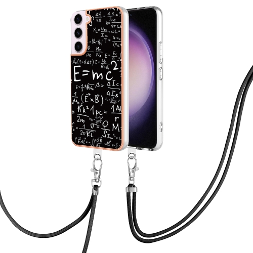 

For Samsung Galaxy S23 5G Electroplating Dual-side IMD Phone Case with Lanyard(Equation)