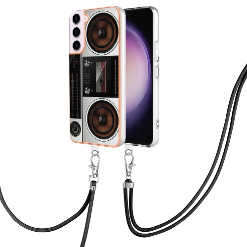 

For Samsung Galaxy S23 5G Electroplating Dual-side IMD Phone Case with Lanyard(Retro Radio)
