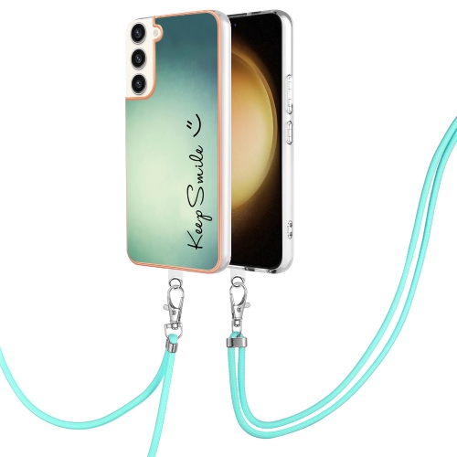 

For Samsung Galaxy S23+ 5G Electroplating Dual-side IMD Phone Case with Lanyard(Smile)