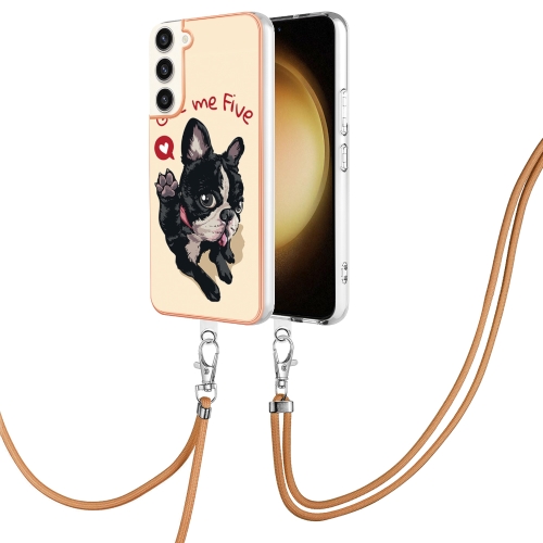 

For Samsung Galaxy S23+ 5G Electroplating Dual-side IMD Phone Case with Lanyard(Lucky Dog)