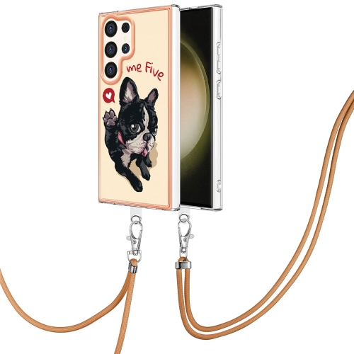 

For Samsung Galaxy S24 Ultra 5G Electroplating Dual-side IMD Phone Case with Lanyard(Lucky Dog)