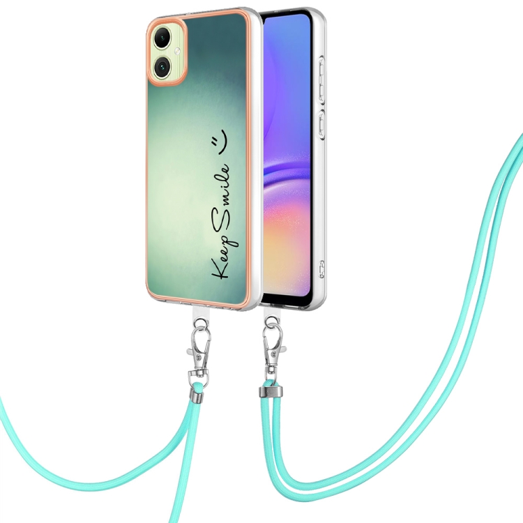 

For Samsung Galaxy A05 Electroplating Dual-side IMD Phone Case with Lanyard(Smile)