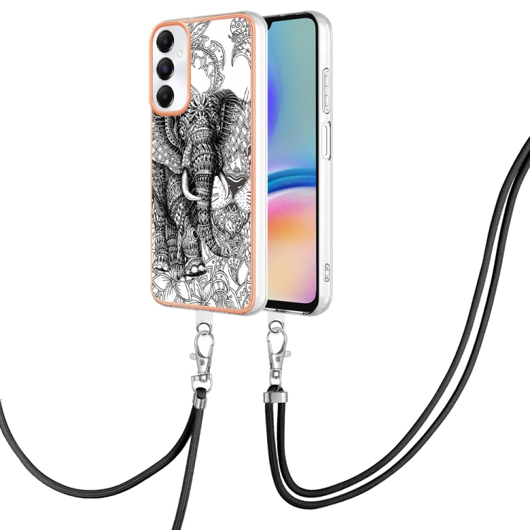 

For Samsung Galaxy A05s Electroplating Dual-side IMD Phone Case with Lanyard(Totem Elephant)
