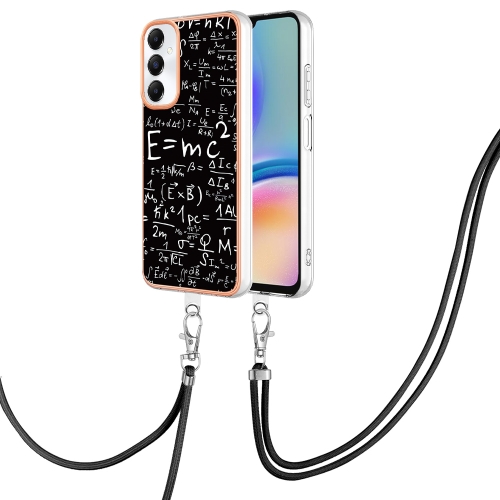 

For Samsung Galaxy A05s Electroplating Dual-side IMD Phone Case with Lanyard(Equation)