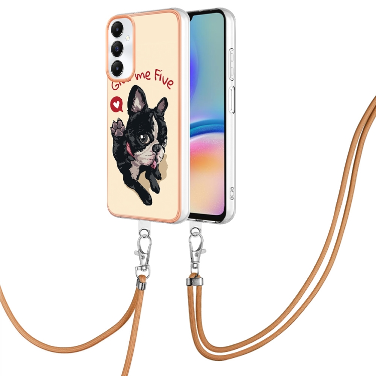 

For Samsung Galaxy A05s Electroplating Dual-side IMD Phone Case with Lanyard(Lucky Dog)