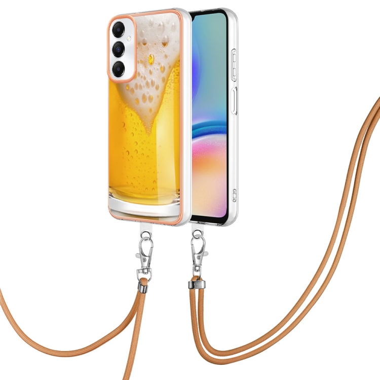 

For Samsung Galaxy A05s Electroplating Dual-side IMD Phone Case with Lanyard(Draft Beer)